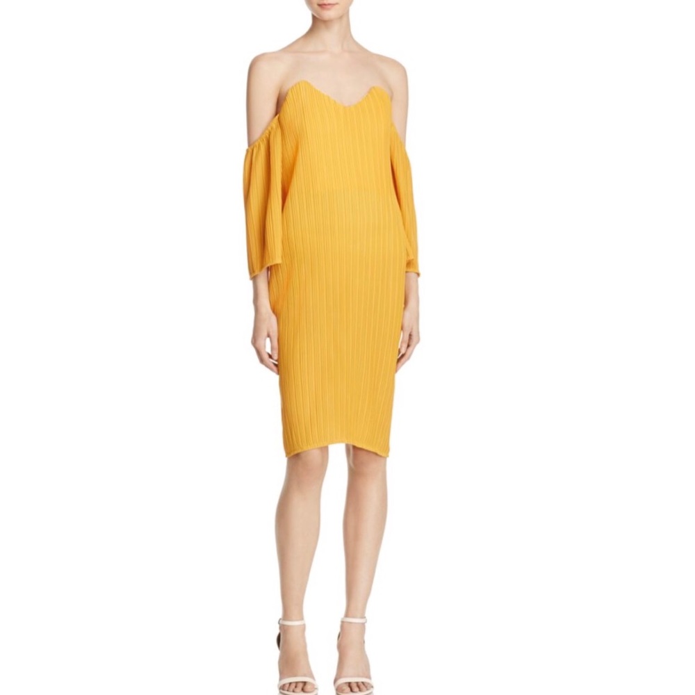 Elliatt Marigold Off the Shoulder Dress Revolve NEW Pleated Spring Summer Party